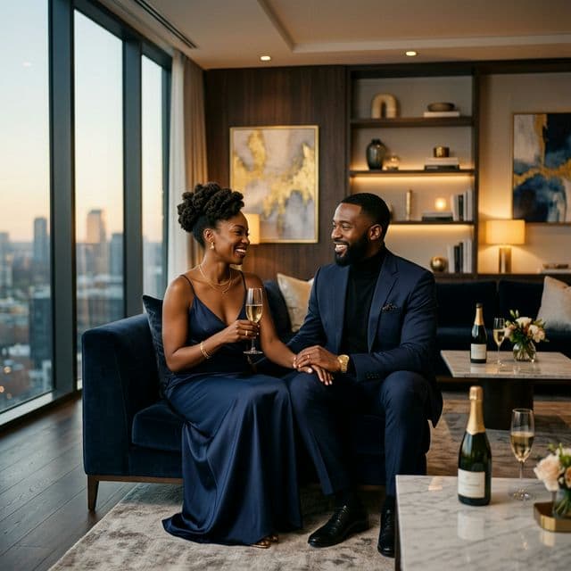 Mature African diaspora couple sharing a meaningful moment