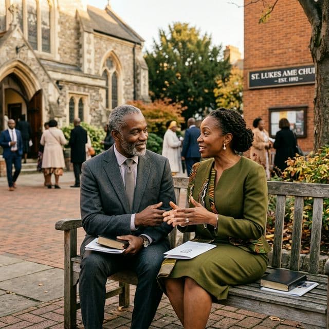 Mature couple in intentional conversation